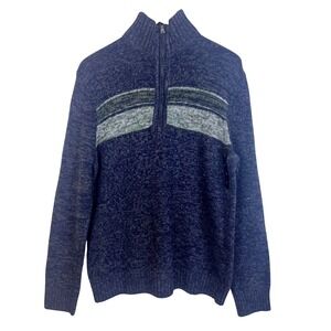 NWT: Banana Republic Men Size L 1/4 Zip Sweater Blue Green‎ Wool Cotton (N611)